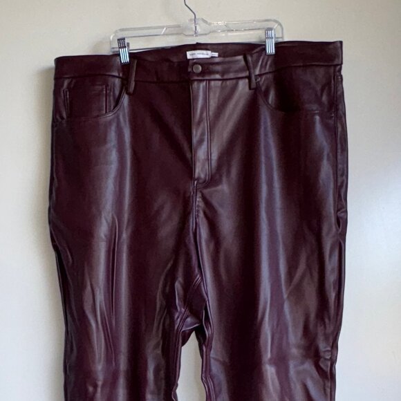 Good American Faux Leather Pants Plus Size 26 Burgundy Wine - Picture 4 of 13
